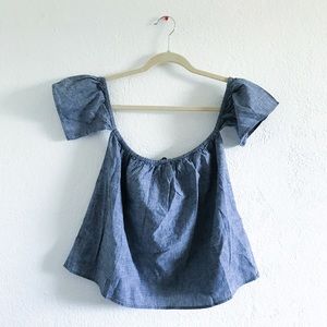Cotton On blue off shoulder short sleeve blouse